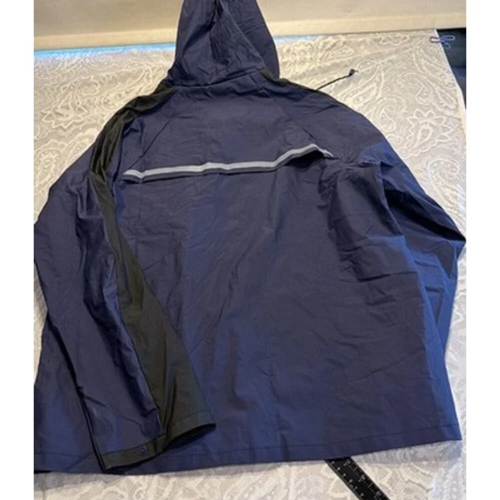 COLEMAN Rain Suit Mens ML Blue Waterproof Hooded Jacket Reflective Meas In Pics